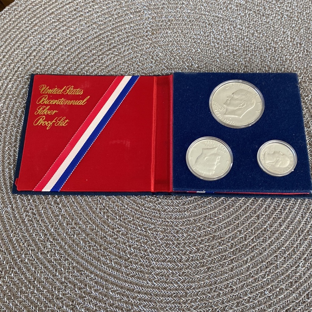🇺🇸 Authentic US Bicentennial Silver Proof Set-three-piece 40% silver coin set